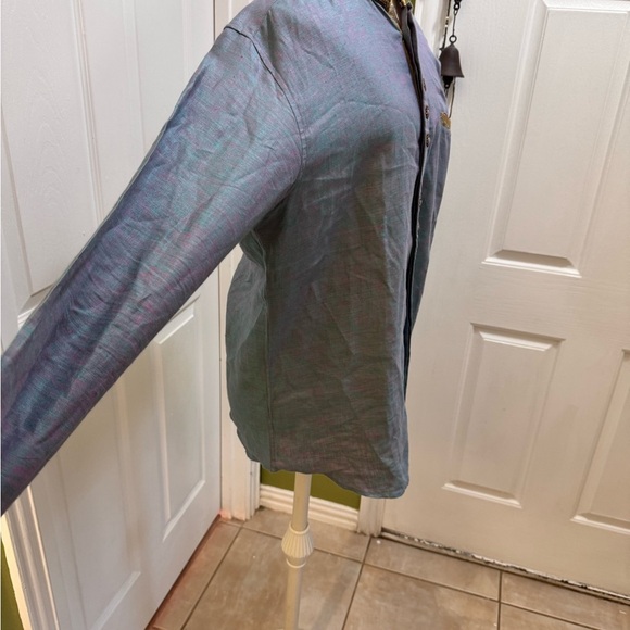 Morison mens Embroidered Blue Top with Gold Accents - Picture 8 of 11